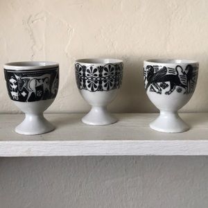 Black & White Eggcups African Animal Motif